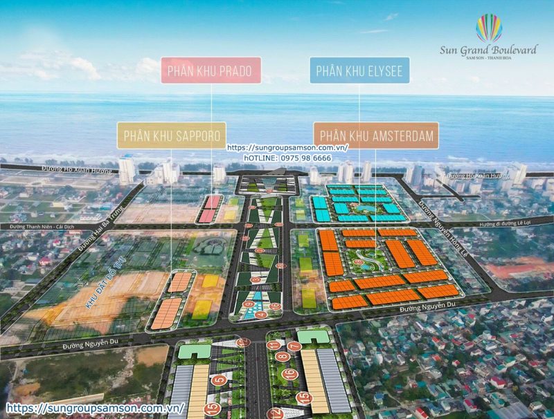 Minh họa các tiểu khu của dự án Sun Grand Boulevard
