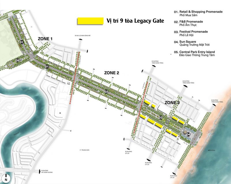 Vị trí 9 tòa Legacy Gate tại quảng trường biển Sầm Sơn