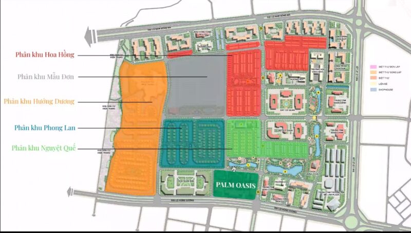 Vị trí phân khu Palm Oasis trong khuôn viên dự án Vinhomes Star City