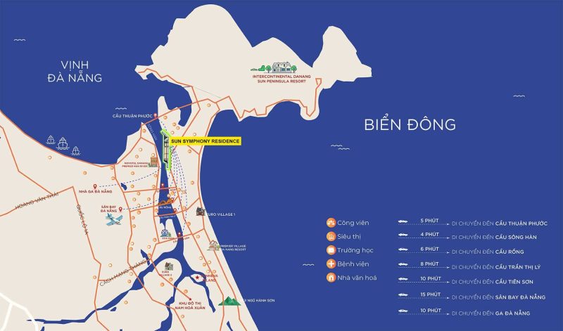 Sun Symphony Residence Đà Nẵng tọa lạc tại vị trí vàng hiếm có trên mạn bờ sông Hàn thơ mộng