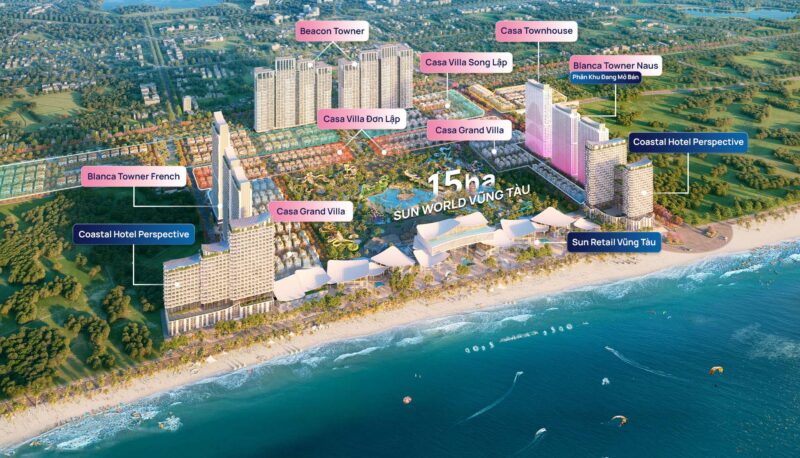 Mô phỏng các phân khu chức năng tại dự án Sun Group Vũng Tàu